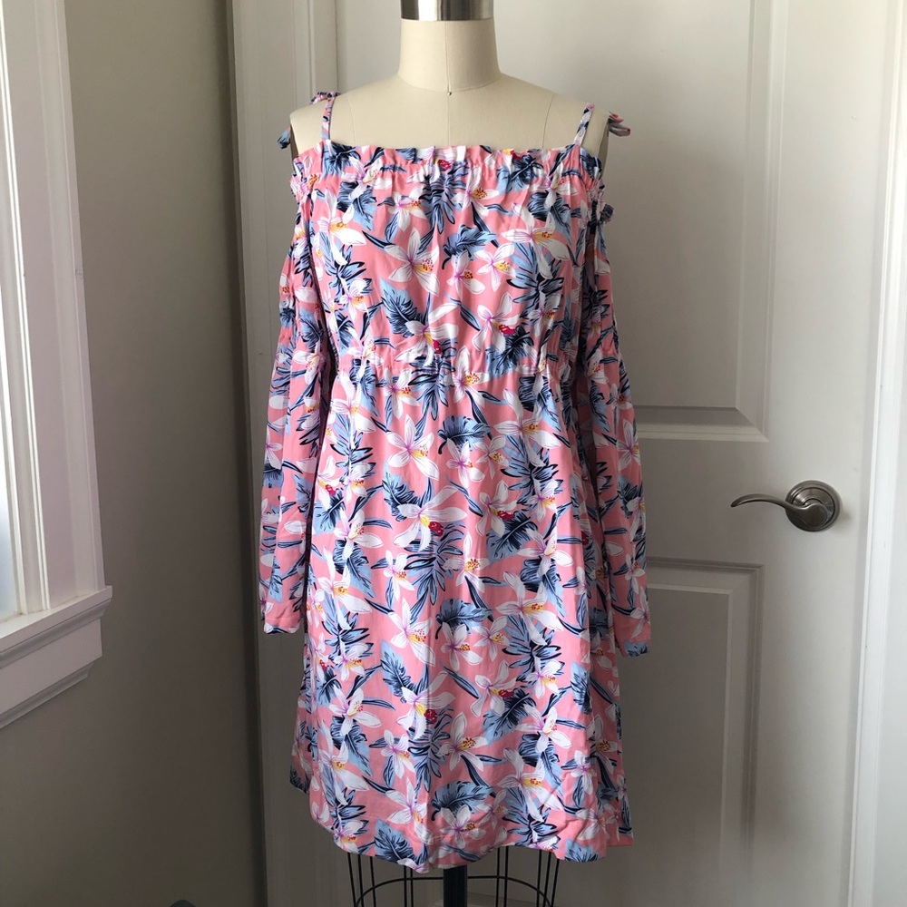 2/$30 Handmade Peasant Summer Dress Off Shoulder Floral Bell Sleeve